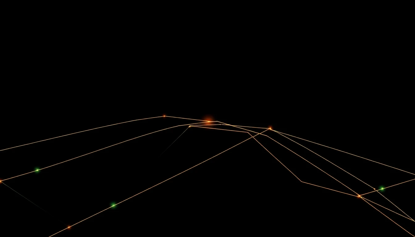 Abstract illustration in black, mint and orange, evoking What actually works in AI adoption across media, health, and education.