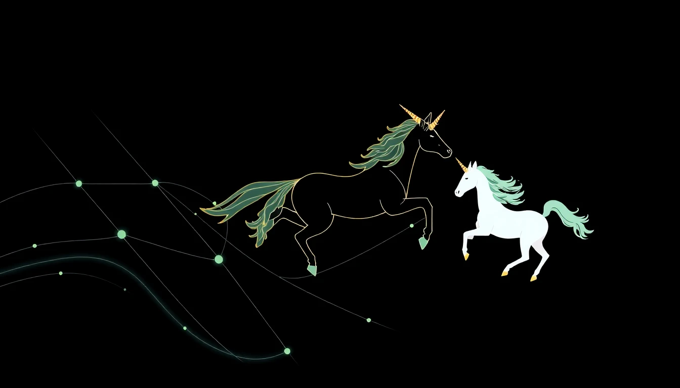 Abstract illustration in black, mint and orange, evoking How Sweden, Norway, Finland are turning AI infrastructure into unicorns.