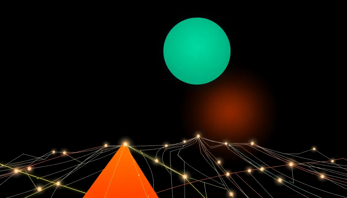 Abstract illustration in black, mint and orange, evoking How renewable energy and AI demand are reshaping Nordic compute infrastructure.