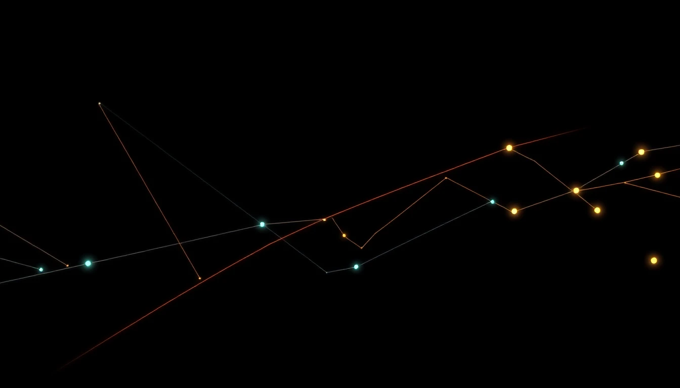 Abstract illustration in black, mint and orange, evoking Current state of AI research funding, adoption barriers, and tangible outcomes i.