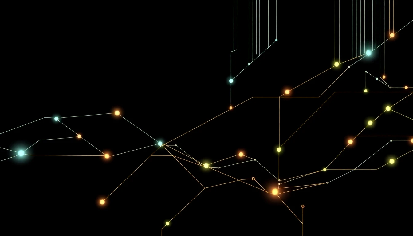 Abstract illustration in black, mint and orange, evoking How opaque AI in public services is reshaping community trust and meetups.