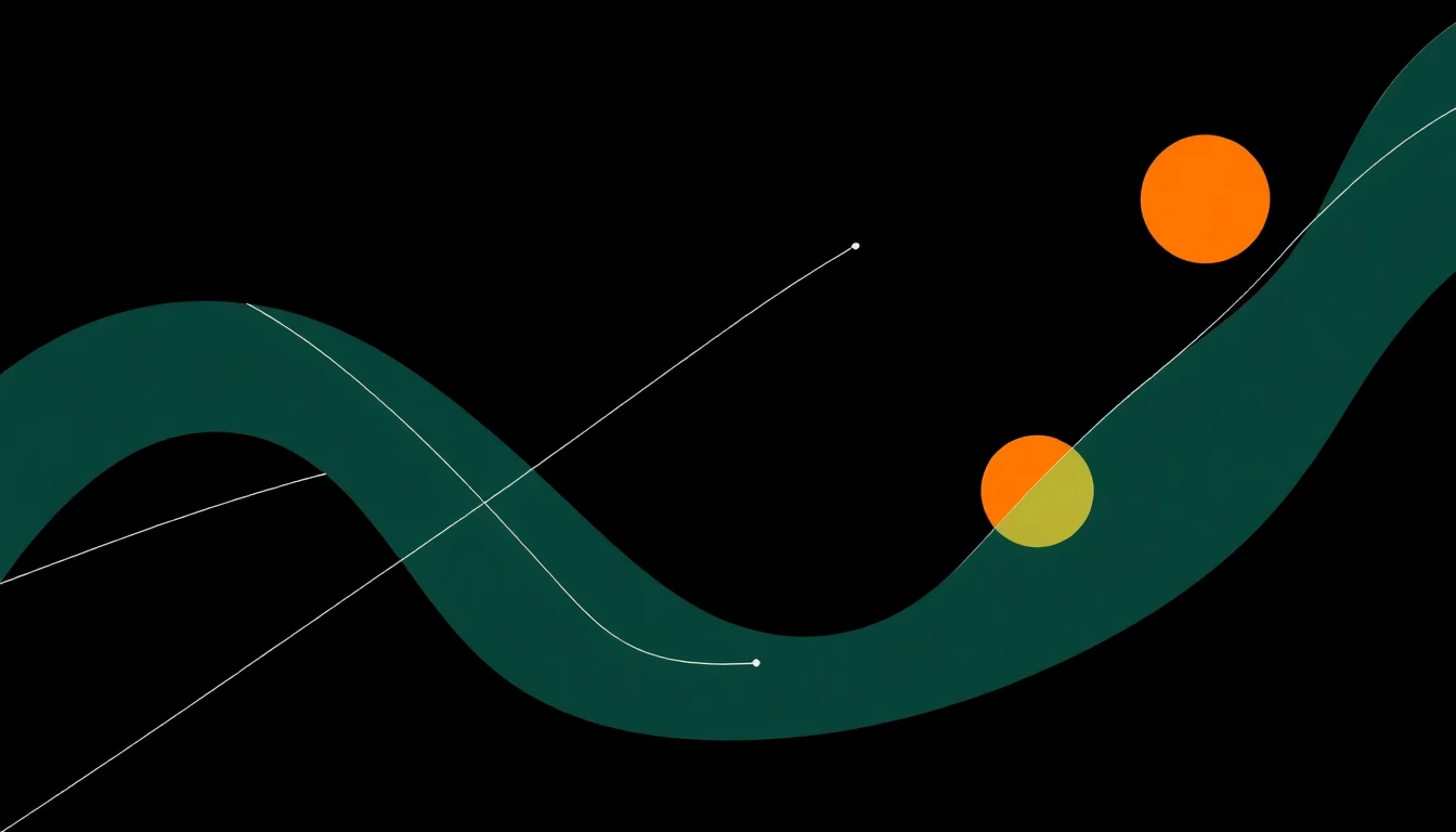 Abstract illustration in black, mint and orange, evoking How AI funding, leadership shifts, and new tools are shaping Nordic product star.
